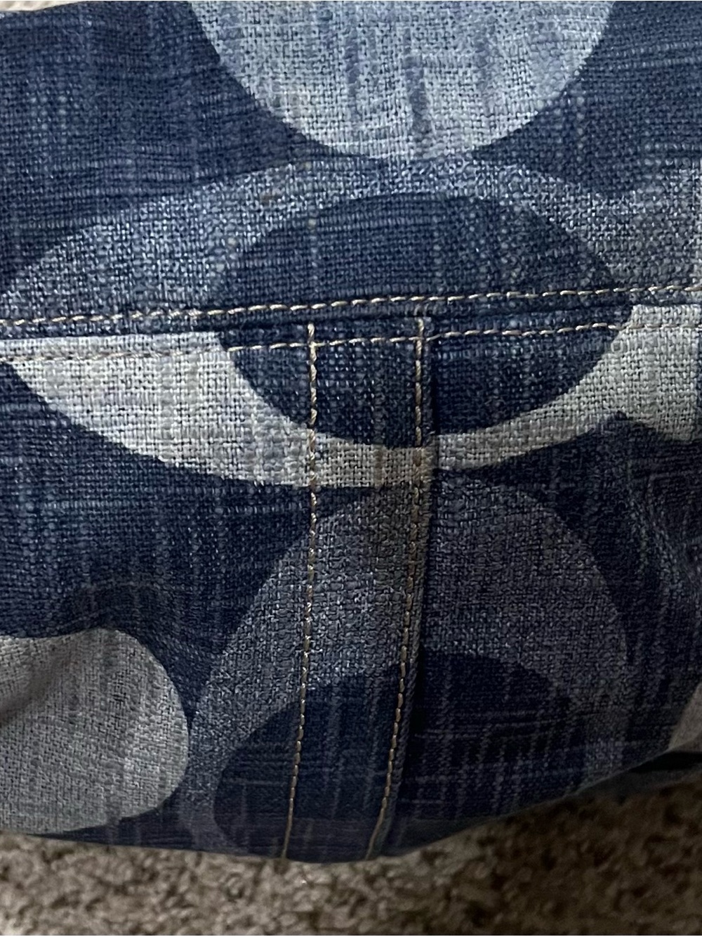 Vintage Coach Denim Carly Logo-Print Shoulder Bag in Navy and Tan - Picture 5 of 11